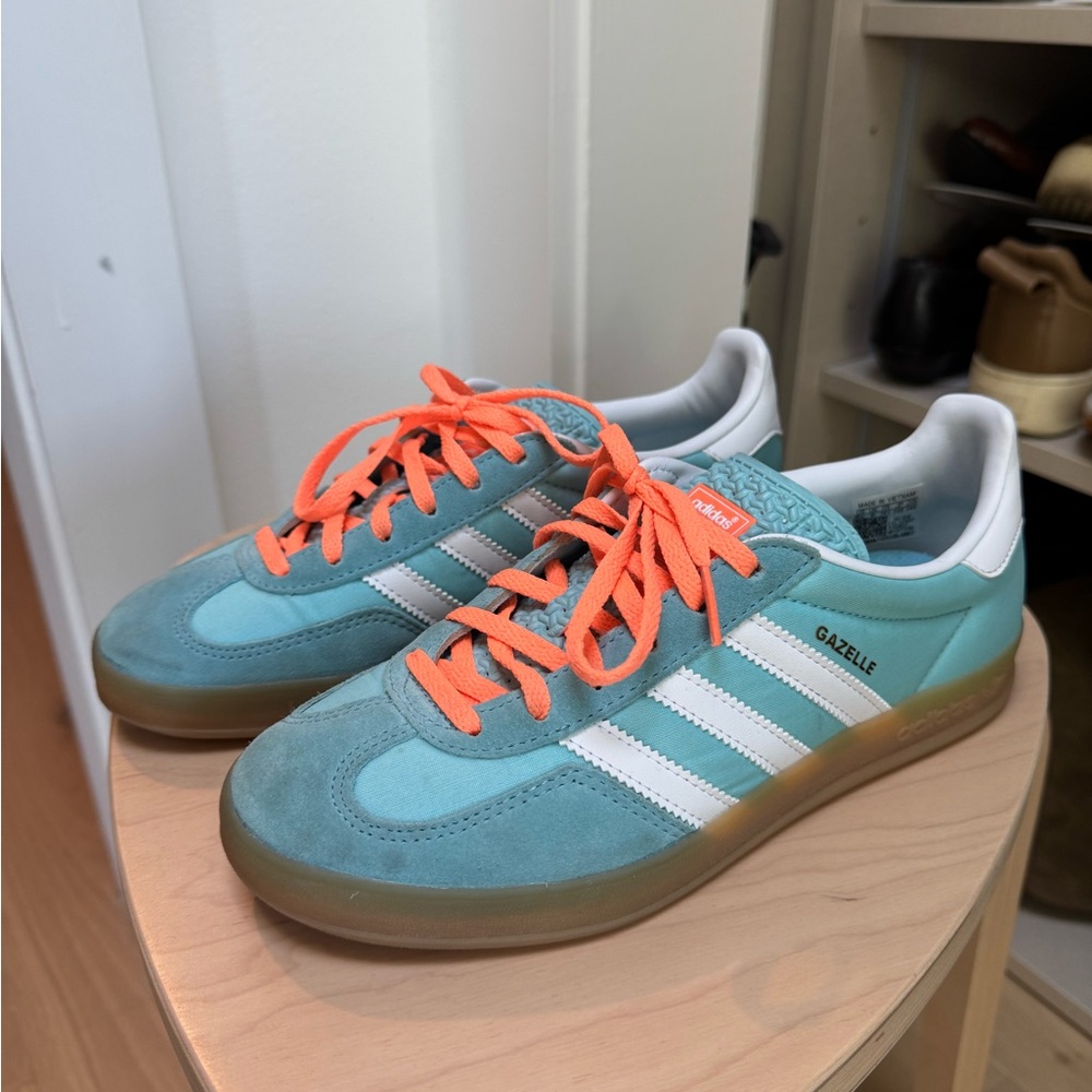 Adidas Gazelle Teal and Orange Sneakers